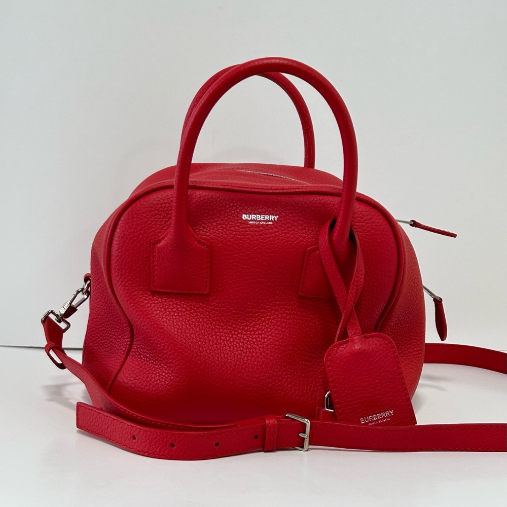Burberry Red Grained Leather Cube Purse